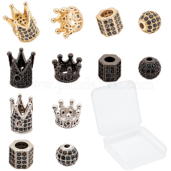 Perles de zircone cubique en laiton micro pavé sunnyclue, formes mixtes, couleur mixte, 12 pcs / boîte