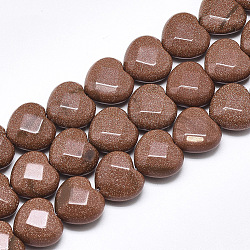 Perle sintetiche Goldstone fili, sfaccettato, cuore, 10x10x5mm, Foro: 1.2 mm, circa 20pcs/filo, 7.4 pollice