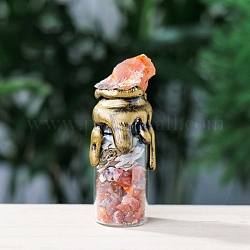 Bottiglia energetica di corniola naturale grezza, Chip di pietra preziosa reiki all'interno della bottiglia di vetro dei desideri decorazione della casa di Halloween, 70~80mm