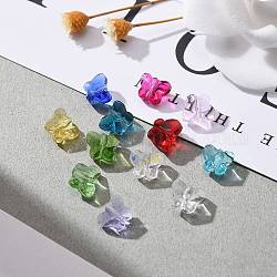 72pcs 12 couleurs perles de verre de pierre de naissance transparentes, facette, papillon, couleur mixte, 6.5x8x5.5mm, Trou: 1mm, 12 couleurs, 6 pcs / couleur, 72 pcs / boîte