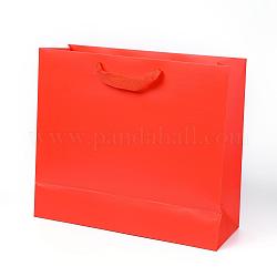 Sacs en papier kraft, avec poignées, sacs-cadeaux, sacs à provisions, rectangle, rouge, 28x32x11.5 cm