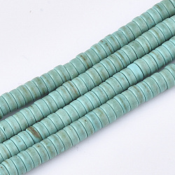 Kunsttürkisfarbenen Perlen Stränge, Kolumne, 4~4.5x2 mm, Bohrung: 1 mm, ca. 202~204 Stk. / Strang, 15.3 Zoll
