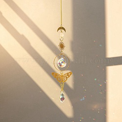 Attrape-soleil en verre, Carillon à vent papillon en laiton, décoration suspendue à suspendre, or, 390mm
