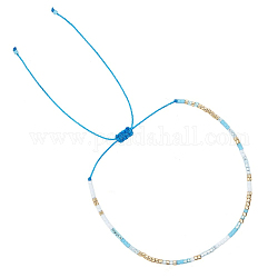 Bracciale da donna con perline intrecciate con semi di vetro, cielo blu, 6-1/4 pollice (16 cm)
