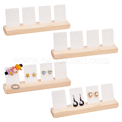 PH PandaHall 4 Set Wooden Earring Display Stands, 20cm/7.9 inch Jewelry Display Boards Earring Card Holder with 16pcs Display Cards for Earring Jewelry Photos Business Cards Tabletop Shows