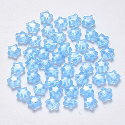 Perles en verre transparentes, étoiles du nord, lumière bleu ciel, 8x8.5x4mm, Trou: 1mm