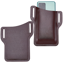 Gorgecraft 2pcs pochette de ceinture en cuir pour téléphone portable, couverture de cas de téléphone de randonnée, brun coco, 16.8x13.5x0.35 cm