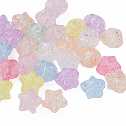 Perline di acrilico trasparente crackle, stella, colore misto, 11x11.5x9.5mm, Foro: 2 mm, circa 880pcs/500g
