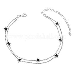 Многожильные браслеты shegrace из латуни, с эпоксидной смолой и коробочными цепями, звезда, чёрные, платина, 8-1/4 дюйм (21 см)
