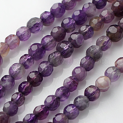 Gemstone Strands, Faceted(64 Facets) Round, Amethyst, Bead: about 4mm in diameter, hole: 0.8mm, 15 inch, 93pcs/strand