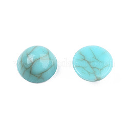 Cabochons acryliques, style de pierres fines imitation, demi-rond, turquoise moyen, 6x3mm