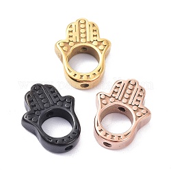 Ion Plating(IP) 304 Stainless Steel Bead Frames, Hamsa Hand/Hand of Miriam, Mixed Color, 15x11.5x4mm, Hole: 1.2mm