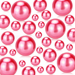 Perles d'imitation perles en plastique ABS, sans trou, ronde, fuchsia, 10~30mm, 150 pièces / kit