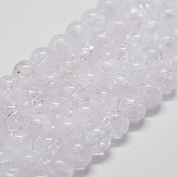 Natürlichem Quarz-Kristall-Perlen Stränge, Bergkristallperlen, Runde, 6 mm, Bohrung: 1 mm, ca. 66 Stk. / Strang, 14.9 Zoll ~ 15.1 Zoll
