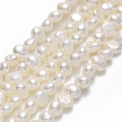 Brins de perles de culture d'eau douce naturelles, deux faces polies, linge, 4.5~5.5x3.5~4x3mm, Trou: 0.7mm, Environ 84 pcs/chapelet, 13.78~13.9'' (35~35.3 cm)