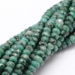 Chapelets de perles en rondelles en jade de Malaisie naturel teint, facette, bleu cadet, 4x2~3mm, Trou: 1mm, Environ 115 pcs/chapelet, 14 pouce