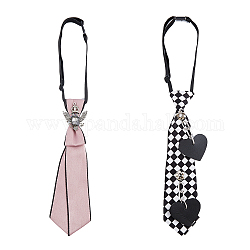 Cravatta per bambini in poliestere stile 2 pz 2, cravatte uniformi scolastiche regolabili pre-annodate, colore misto, 400~490x10.5mm, 1pc / style