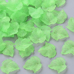 Colgantes acrílicos esmerilados transparentes con tema de otoño, hoja de arce, verde claro, 24x22.5x3mm, agujero: 1 mm