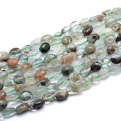 Chapelets de perles en quartz lodolite naturel, pierre roulée, pépites, 5~12x6~7mm, Trou: 0.8mm, Environ 46~57 pcs/chapelet, 15.16 pouce (38.5 cm)