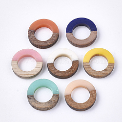 Anneaux de liaison en résine et bois de noyer, anneau, couleur mixte, 18x4mm
