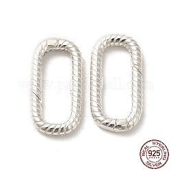 925 anillos de puerta de resorte de plata esterlina, ovalada giro, plata, 17.5x9x2.5mm