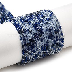 Transparente Glasperlen Stränge, kleine Perlen, facettiert, Runde, dunkelblau, 2 mm, Bohrung: 0.6 mm, ca. 188 Stk. / Strang, 14.09'' (35.8 cm)