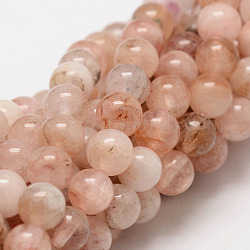 Morganite naturales hebras de perlas redondo, 6mm, agujero: 1 mm, aproximamente 67 pcs / cadena, 15.7 pulgada