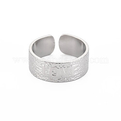 304 anillo plano de acero inoxidable con palabra amor abierto para mujer, color acero inoxidable, nosotros tamaño 9 1/4 (19.1 mm)