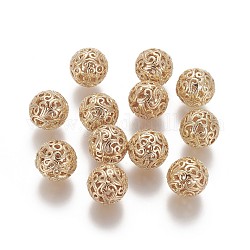 Messing Perlen, Runde, echtes 18k vergoldet, 10.5x10.5 mm, Bohrung: 1.2 mm