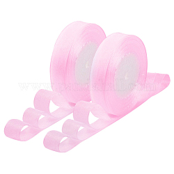 Breast Cancer Pink Awareness Ribbon Making Materials Sheer Organza Ribbon, Wide Ribbon for Wedding Decorative, Pink, 3/4 inch(20mm), 25yards(22.86m)