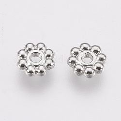 Alloy Daisy Spacer Beads, Flower, Cadmium Free & Lead Free, Platinum, 5x1.5mm, Hole: 1.8mm, about 350pcs/50g