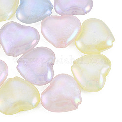 Perline acriliche con placcatura iridescente arcobaleno, Glitter perline, cuore, colore misto, 21.5x24x8.5mm, Foro: 2.5 mm
