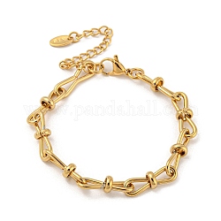 201 bracciale con catena a maglie bowknot in acciaio inossidabile, oro, 6-3/8 pollice (16.3 cm), larghezza: 5.5 mm