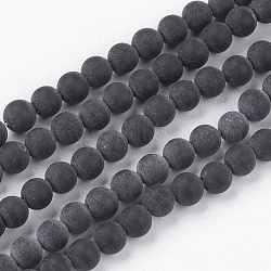 Natursteinperle schwarz Stränge, Runde, Schwarz, 4.5 mm, Bohrung: 0.5 mm, ca. 95 Stk. / Strang, 15.7 Zoll