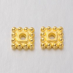 Perline di distanziatore stile tibetano, piombo & cadimo libero, quadrato, oro, 7x7x2mm, Foro: 2 mm