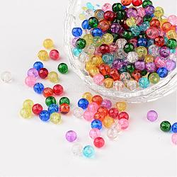 Perles de verre mixtes craquelées, ronde, 4mm, Trou: 1.1~1.3mm