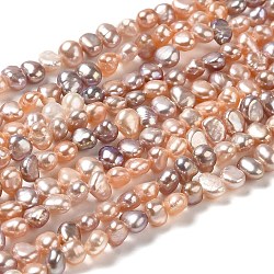 Brins de perles de culture d'eau douce naturelles, deux faces polies, Note 7 un, colorées, 3.5~4x5~5.5x2.5~3mm, Trou: 0.5mm, Environ 87~88 pcs/chapelet, 14.13~14.33 pouce (35.9~36.4 cm)