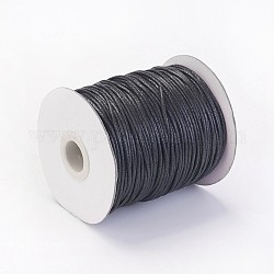 Waxed Cotton Thread Cords, Black, 1.5mm, about 100yards/roll(300 feet/roll)