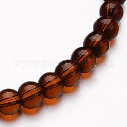 Vetro fili di perline rotondo, sella marrone, 8mm, Foro: 1 mm, circa 40pcs/filo, 11 pollice