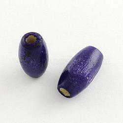Dyed Natural Wood Beads, Egg Shaped Rugby Wood Beads, Oval/Oblong, Lead Free, Indigo, 15x7~8mm, Hole: 3mm, about 3800pcs/1000g