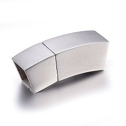 304 cierres magnéticos de acero inoxidable con extremos para pegar, rectángulo curvado, color acero inoxidable, 29x10x10mm, agujero: 8x8 mm