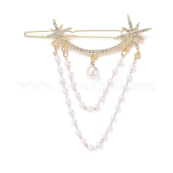 Mollette per capelli in strass di cristallo in lega, con perline di plastica, stella, oro, 76x80x11mm