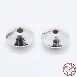 Séparateurs perles en 925 argent sterling, perles de soucoupe, couleur d'argent, 10x5.8mm, Trou: 1.5mm