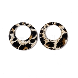 Colgantes de acrílico transparentes, anillo redondo con estampado de leopardo, blanco antiguo, 42.5x2mm, agujero: 1.8 mm