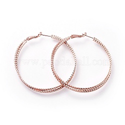 Pendientes grandes de latón, con 925 broche de plata esterlina, para mujeres, oro rosa, 57~59x5mm, pin: 0.7 mm