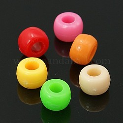 Opaque Acrylic European Beads, Large Hole Rondelle Beads, Mixed Color, about 9mm in diameter, 6mm thick, hole: 4mm, about 1900pcs/500g