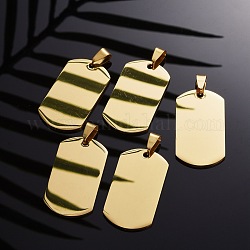 304 Stainless Steel Big Pendants, Manual Polishing, Blank Stamping Tags, Rectangle, Golden, 38x21x1.8mm