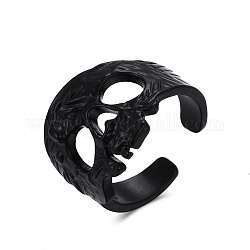 Кольцо-манжета с открытым черепом из сплава, хэллоуин массивное кольцо для мужчин и женщин, электрофорез черный, размер США 8 (18.1 мм)