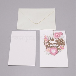Прямоугольник 3d бумажная открытка, цветок, с конвертом и бумажной карточкой, разноцветные, 170x115x4.5~6.5 мм, 3 шт / комплект