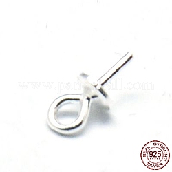 925 Sterling Silber Anhänger Bügel, für die Hälfte gebohrt Perlen, Silber, 6.5x3 mm, Bohrung: 1 mm, Stift: 0.7 mm